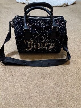 Rare find Juicy Couture Black Rhinestone Juicy Logo Satchel